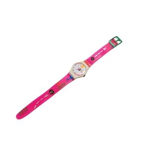 Vintage Swatch GK122 “Graphite” Watch – Pink Multicolor – 1990 Swiss Made